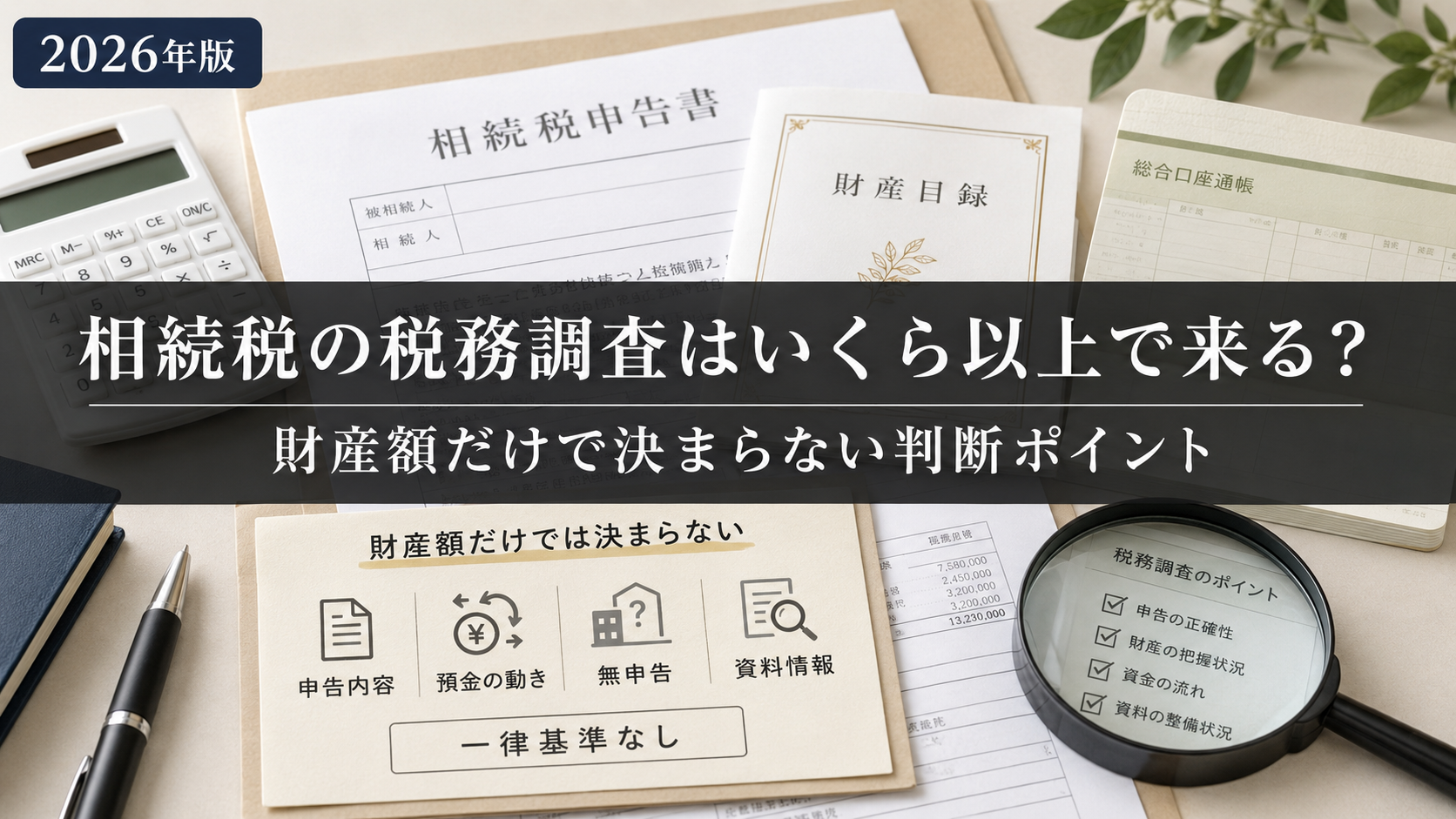 相続税の税務調査はいくら以上で来るかと財産額だけでは決まらない判断ポイントを示すアイキャッチ画像